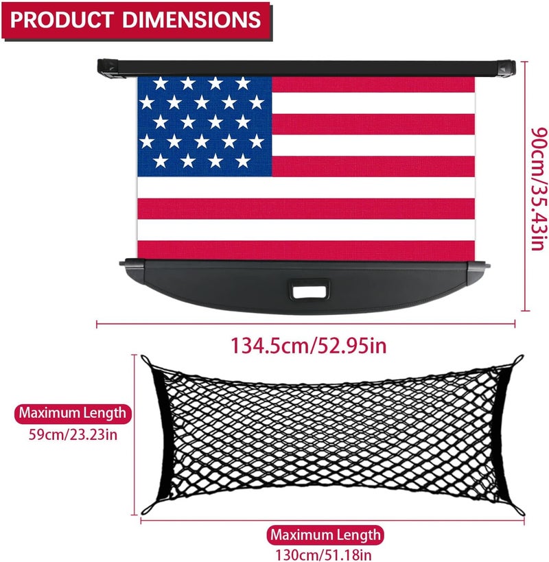 Tesmirror Cargo Cover for Kia Sportage 2026 - Rear Cargo Cover Privacy Retractable Rear Storage Cargo Cover Security Shield Shade for 2021-2026 Kia Sportage Accessories, Flag Print - Image 4